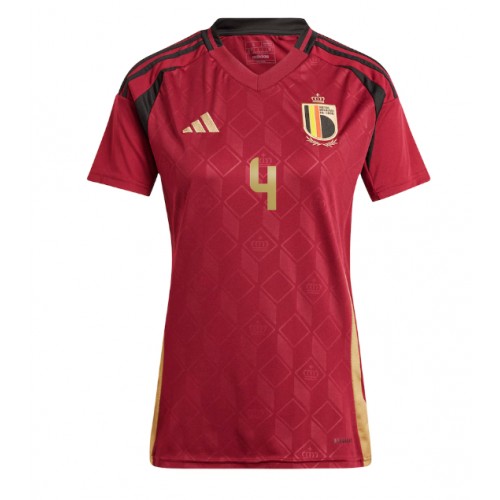 Belgija Wout Faes #4 Domaci Dres za Ženska EP 2024 Kratak Rukavima